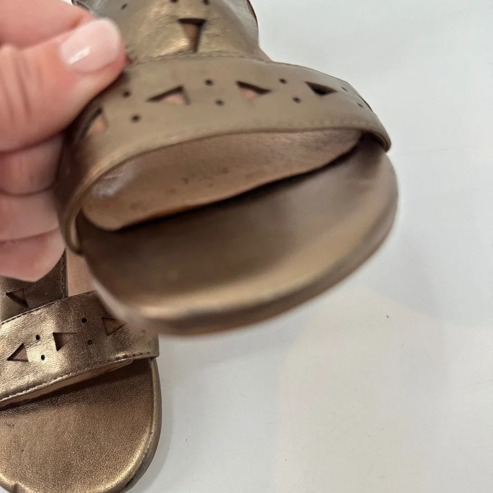 Miz Mooz Pomona Bronze Leather Cutout Gladiator Wedge Sandals Women's‎ 7.5